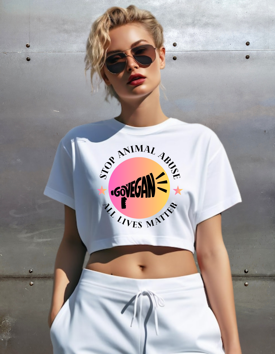 Stop Animal Abuse, All lives matter - Crop Shirt