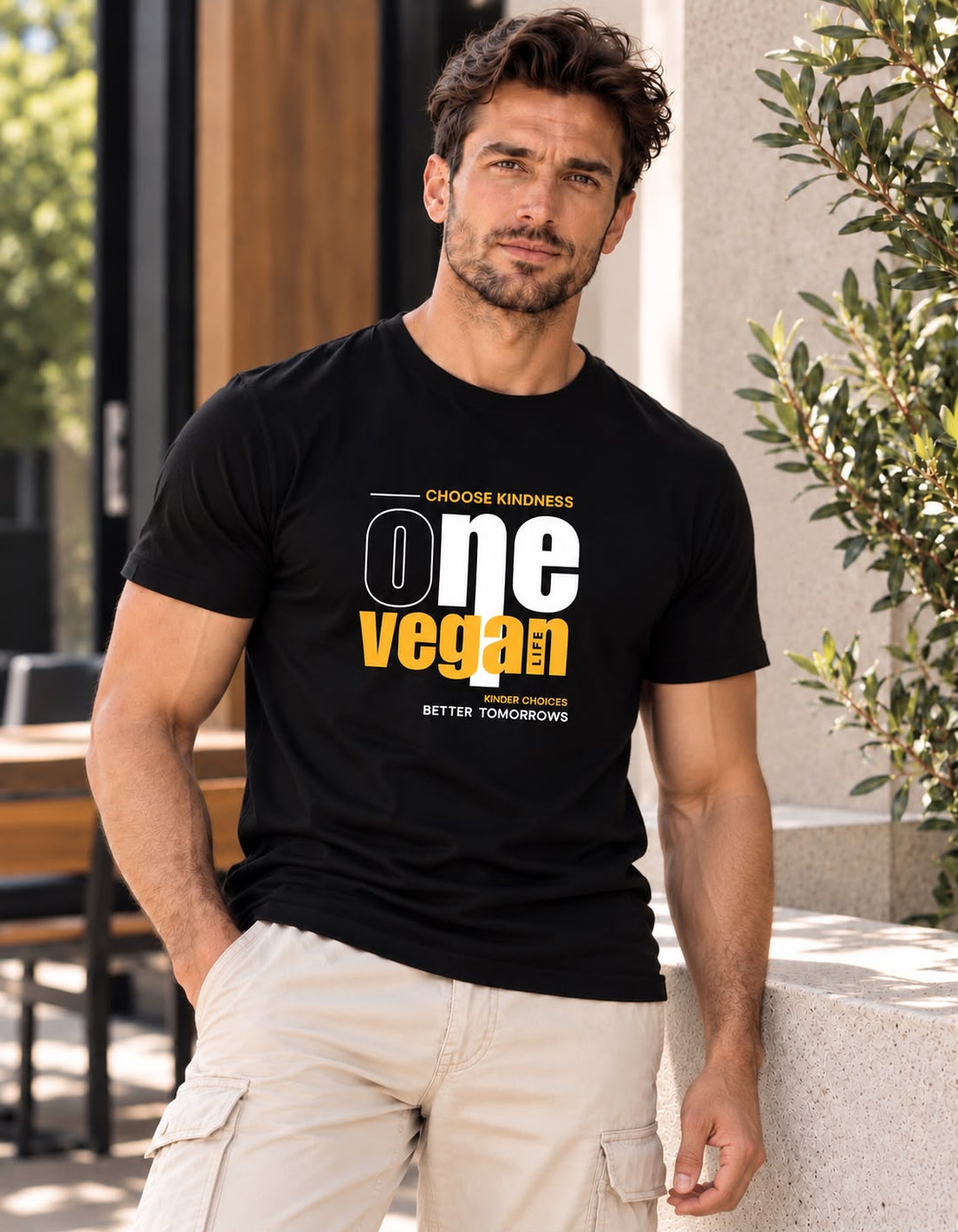 One Vegan Life Unisex Cotton T-Shirt | Choose Kindness Graphic Tee