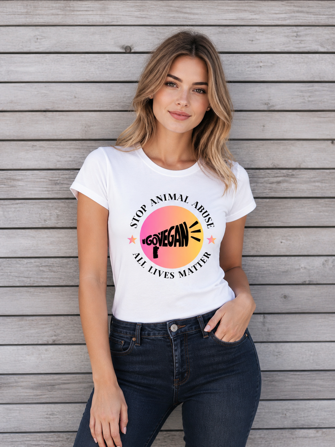 Stop animal abuse , all lives matter- T-Shirt (Female)