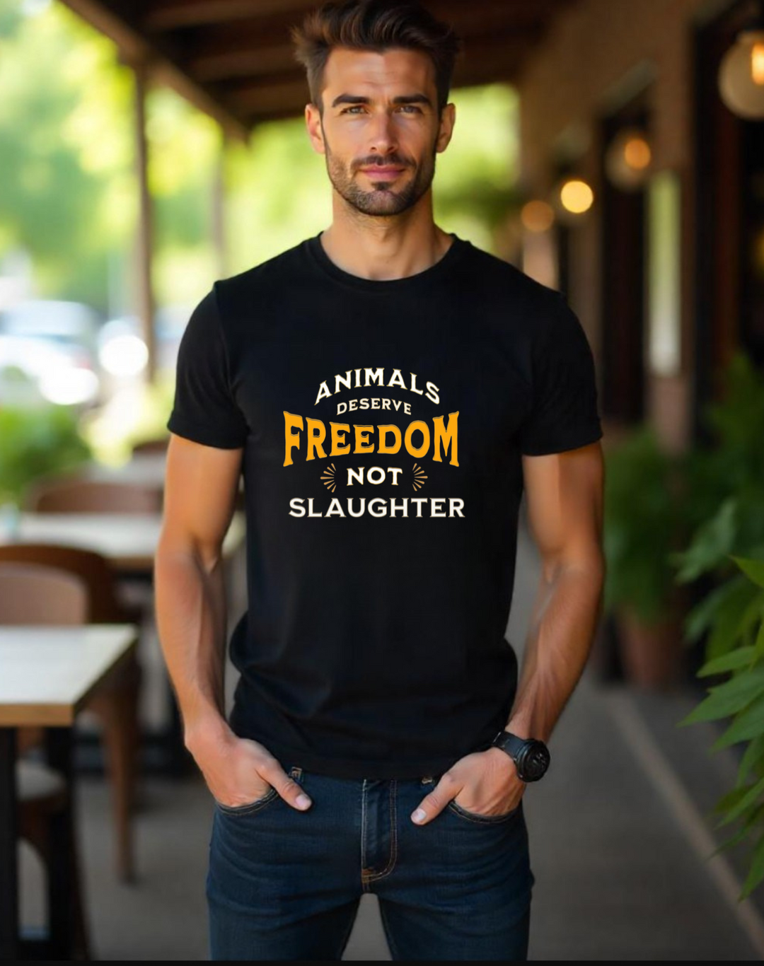 Animals Deserve Freedom, Not Slaughter (Male)