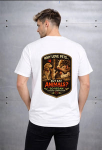 White back — why love pets but eat animals, go vegan