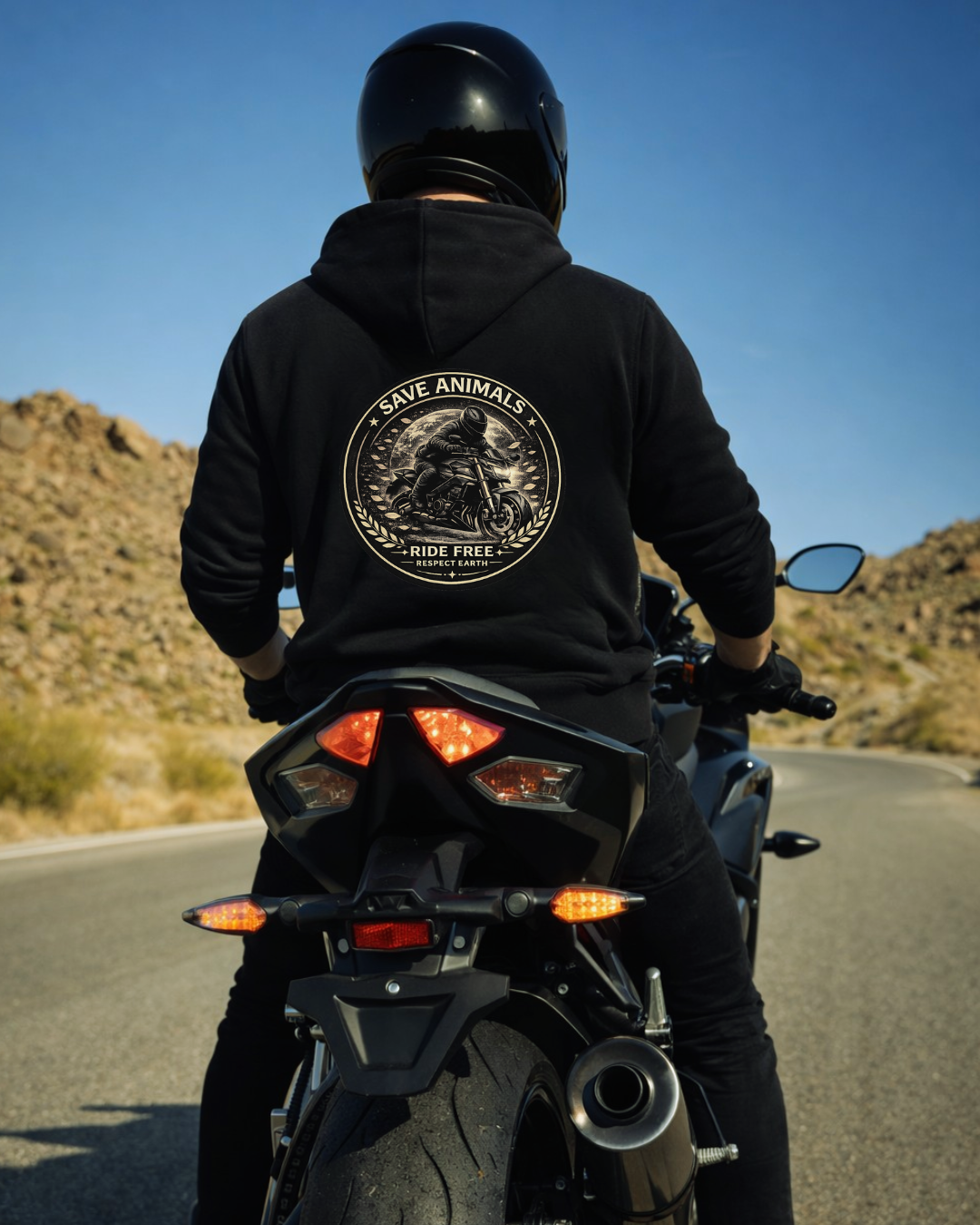 Hoodies - Save animals, Ride Free (Male)